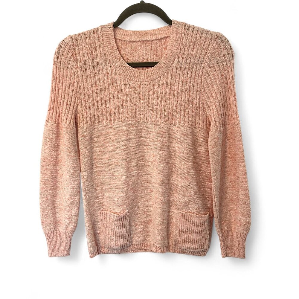 Vintage S Knit Light Pink Ribbed Front Pocket Sweater